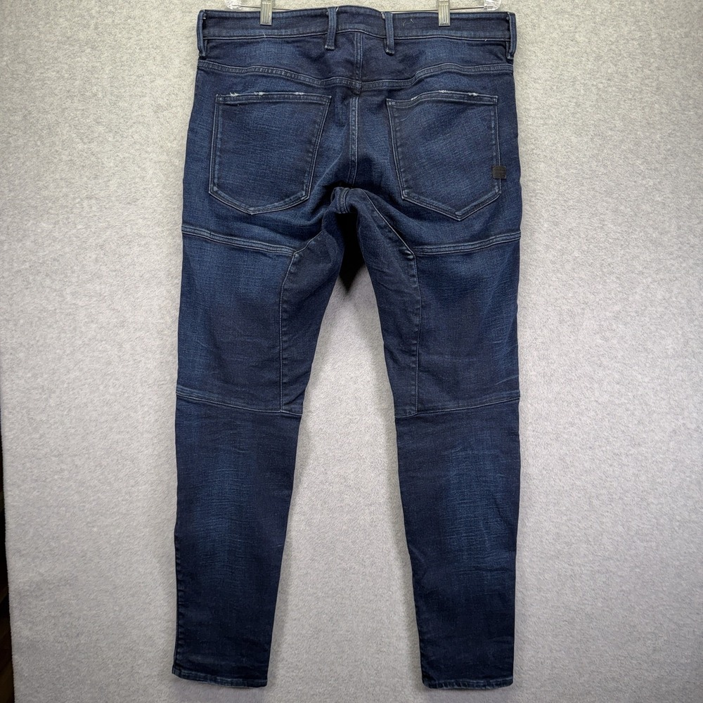 G-Star Raw Rackam 3D Skinny Jeans Mens 38x34 Blue Slim Stretch Denim Moto Biker - Picture 6 of 11